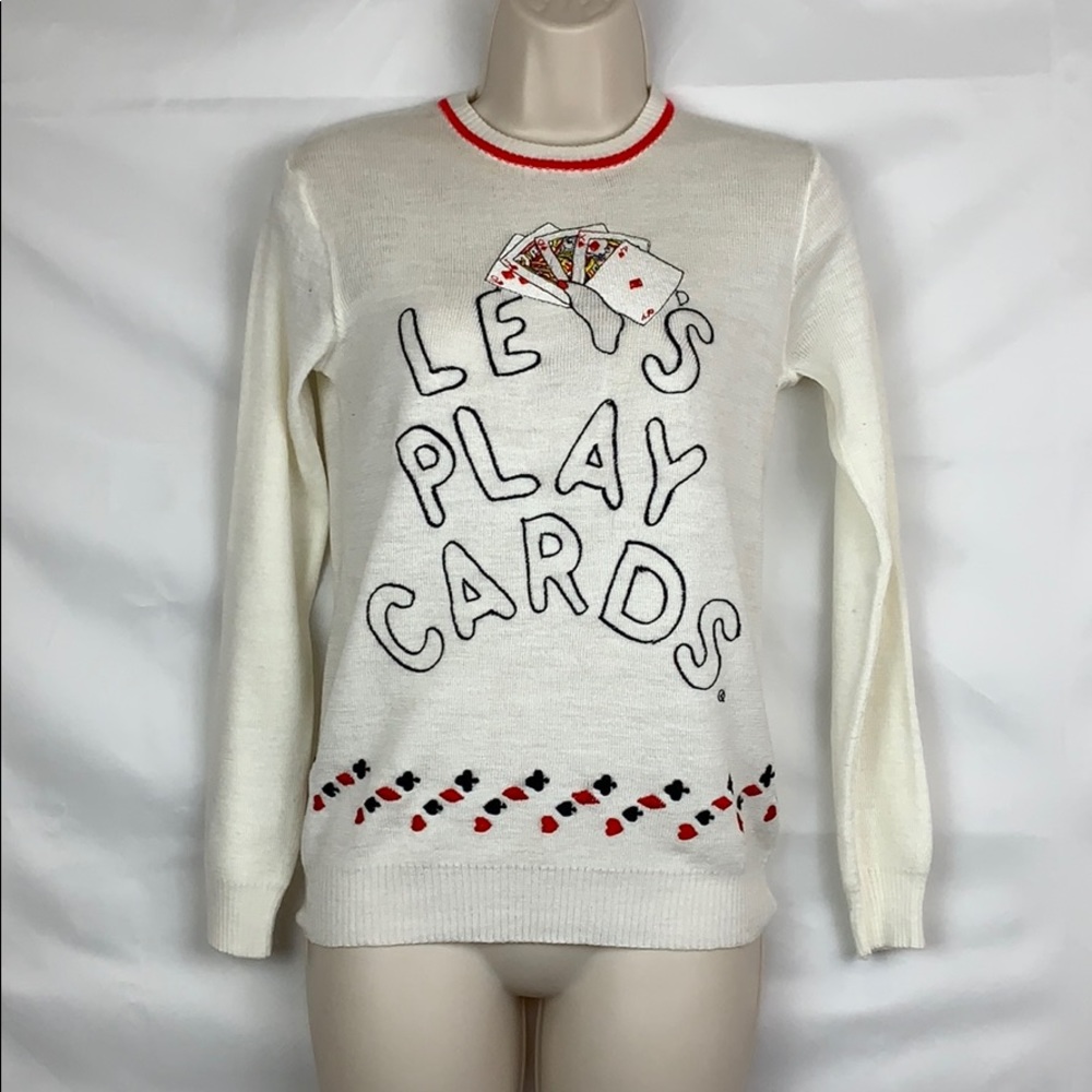 Cyn Les Vintage Cream Let’s Play Cards Sweater